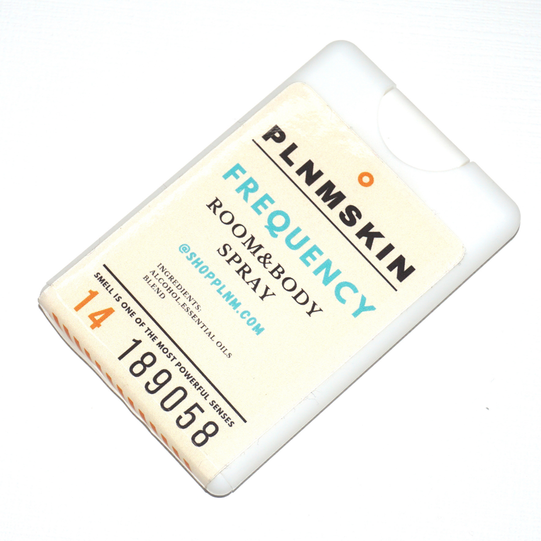 Our Frequency Room & body spray is uniquely designed to elevate any space. Its compact vessel is ideal for on the go use. Hints of Citrus, Bergamot, & LemonGrass Perfect for: Handbags, Vehicles , Rest Room, Diaper Bags, Travel gear